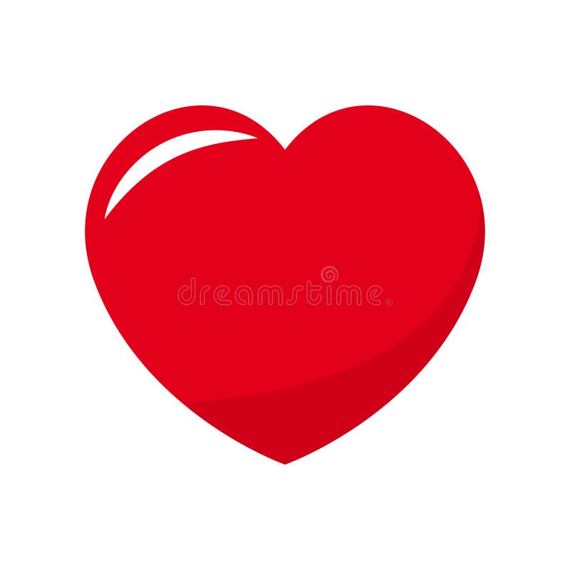 Red heart icon isolated on white background. Love symbol flat style for emoji or logo design