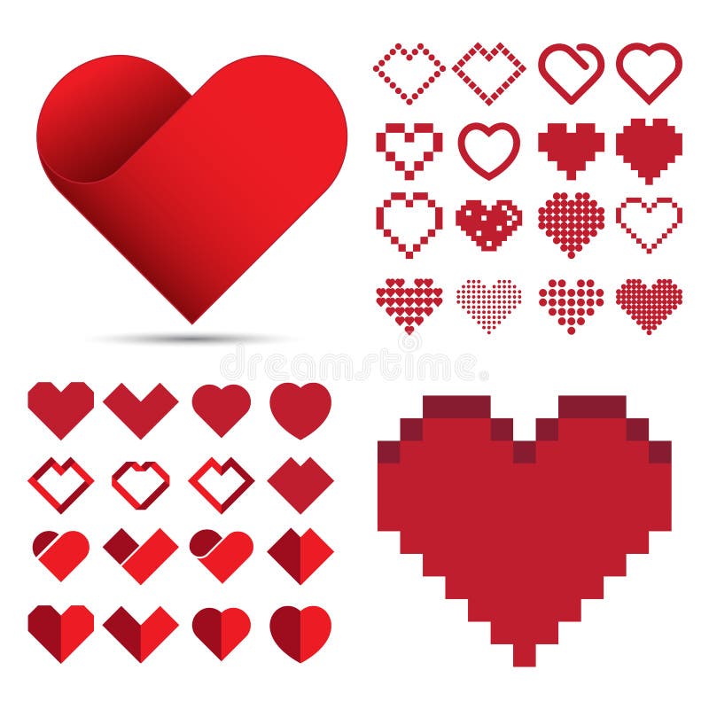 Red heart icon set royalty free illustration