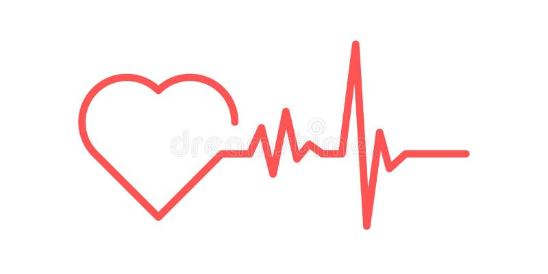 Red Heart Icon with Sign Heartbeat. Vector Illustration Stock ...