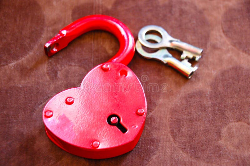 Red heart lock and keys.