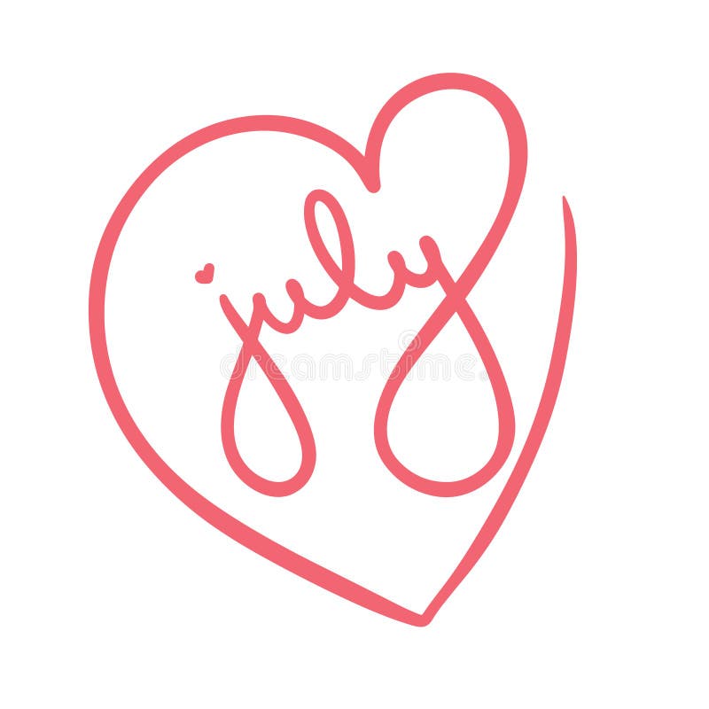 Red heart love frame illustration for 4th july Happy Independence day in America. Holiday hand lettering summer month american vector illustration Red heart love frame illustration for 4th july Happy Independence day in America. Holiday hand lettering summer month american vector illustration