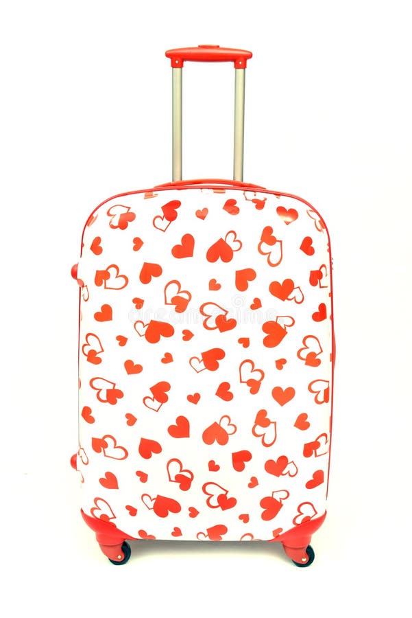 Red heart luggage isolated stock photo. Image of foreign 90506306