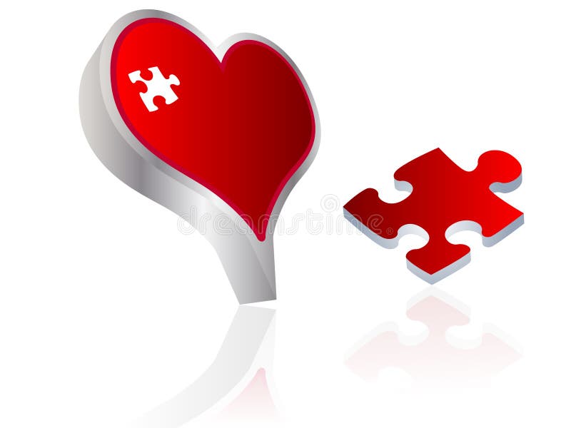 Red Heart Puzzle with Piece Missing Stock Illustration - Illustration ...