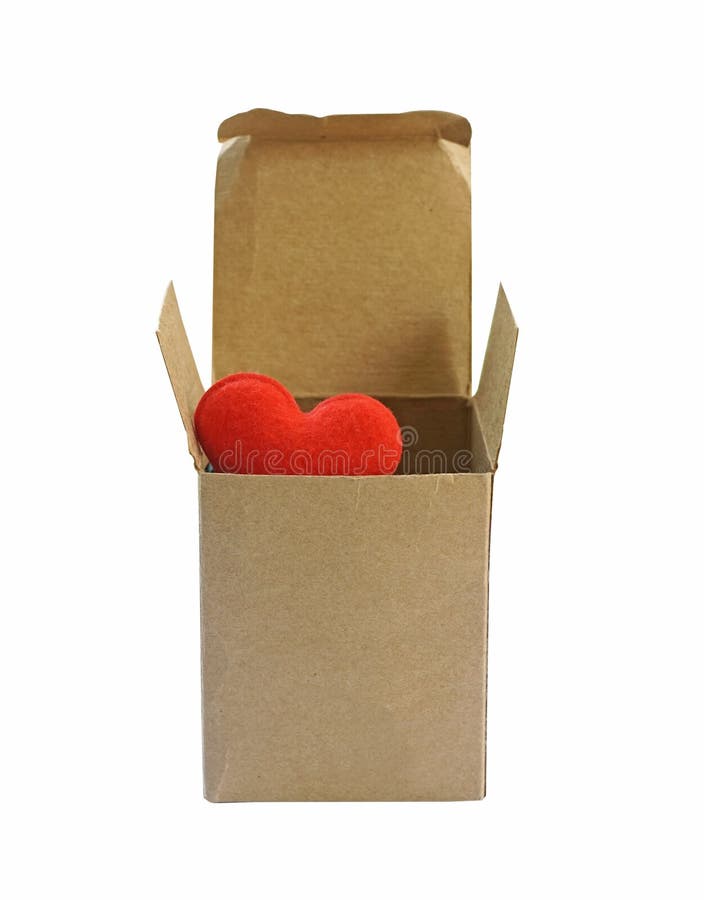 Red Heart in paper box isolate on white background (with clipping path)