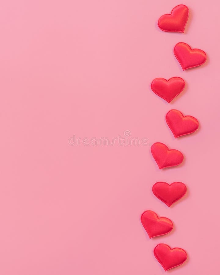 Red Heart on Pink Pastel Color Background with Space for Text. Stock Photo  - Image of flat, love: 108723118