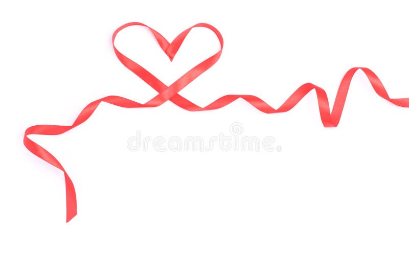 Red heart from ribbon for valentine