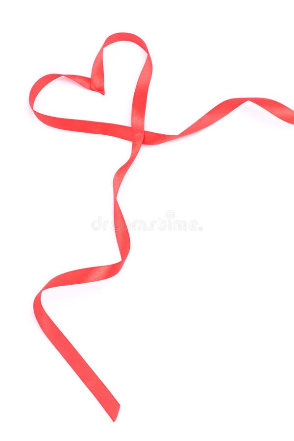 Red heart from ribbon for valentine