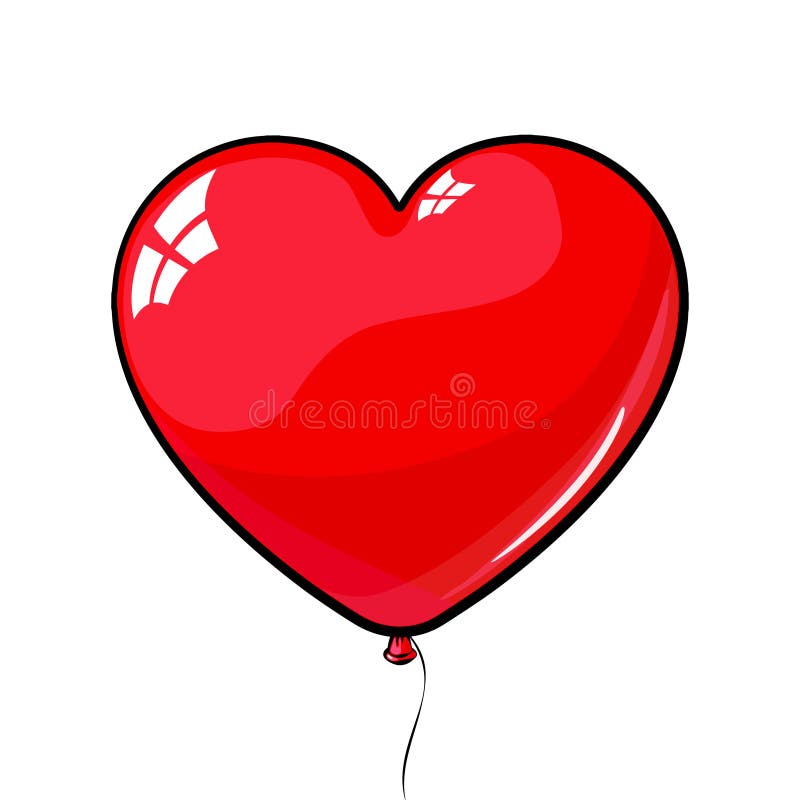 Single realistic red balloon with the string. Stock Vector