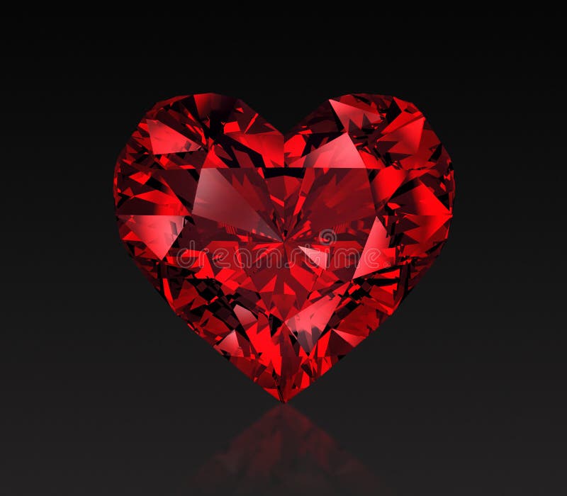Red Heart Shaped Diamond, Isolated on Black Background. 3D Render Stock  Illustration - Illustration of gems, design: 210281261
