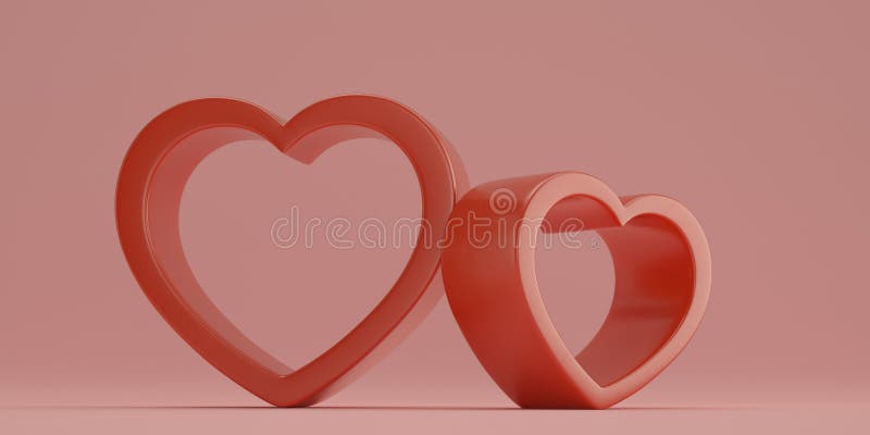 Red heart shaped frame on pink background 3D illustration vector illustration Red heart shaped frame on pink background 3D illustration vector illustration