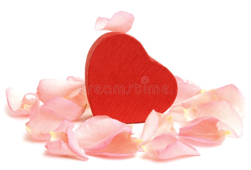 Red Heart-shaped Gift Box with Rose petals