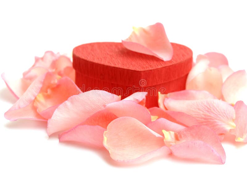 Red Heart-shaped Gift Box with Rose petals