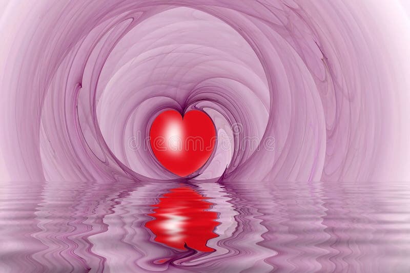 Red Heart Shapes Fractal Reflected Stock Illustration ...