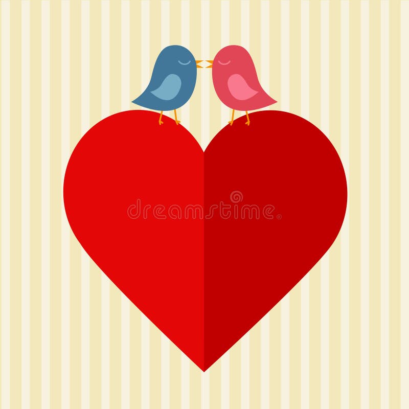 Red heart and two birds