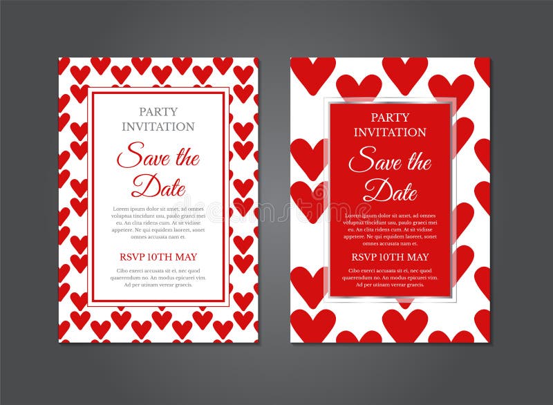 Red Heart Wedding Invitation Design Stock Vector Illustration of
