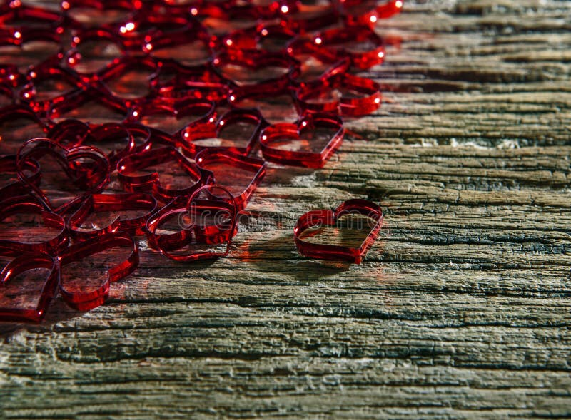 Red heart on wood textured of top table use for valentine event background and love topic stock photos