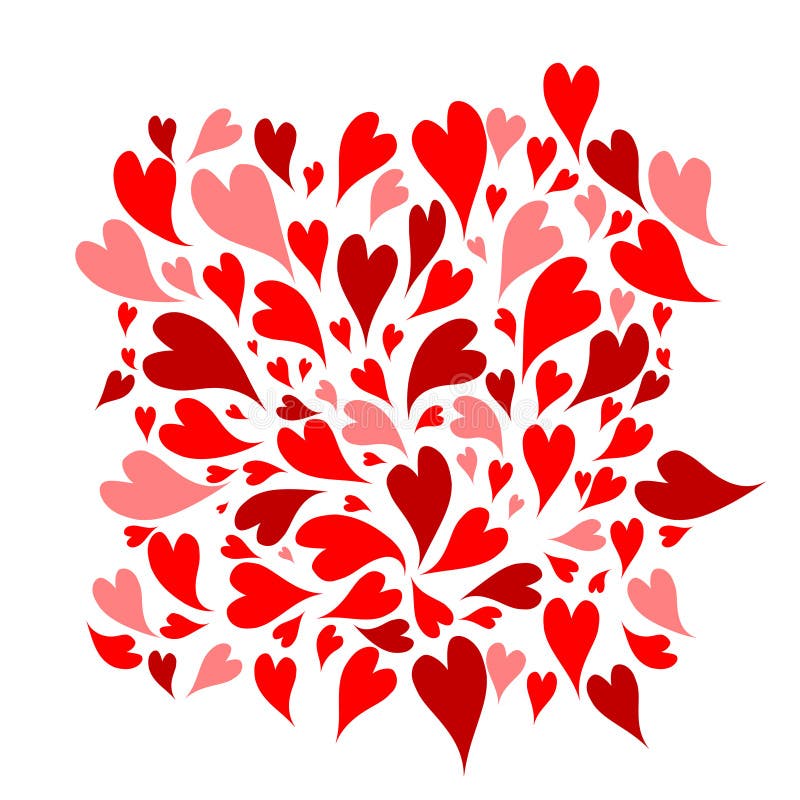 Red hearts background for your design