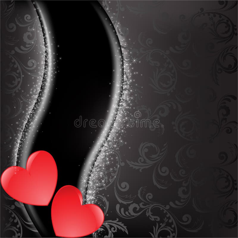 Red hearts on black