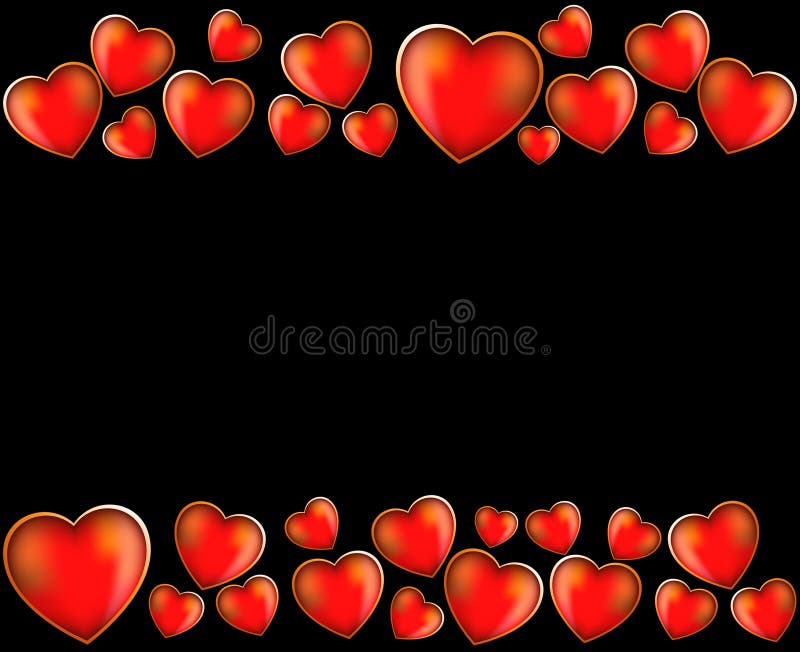 Red Hearts On A Black Background Stock Vector Illustration of copy