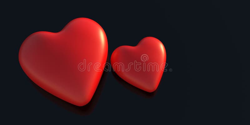 Red Hearts on Black Background. Love, Passion, Health Concept. 3d ...