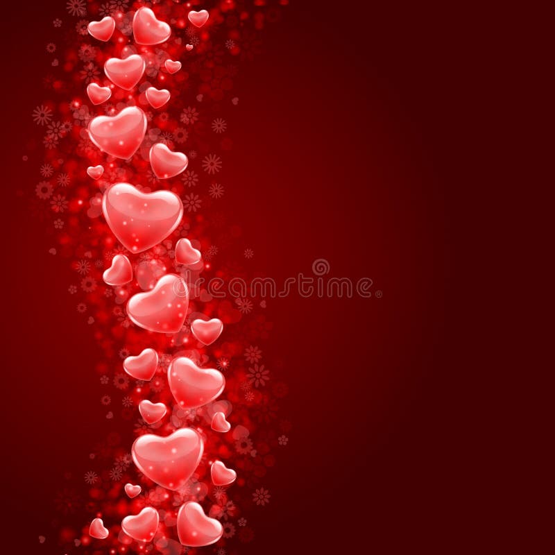 Red hearts confetti wave