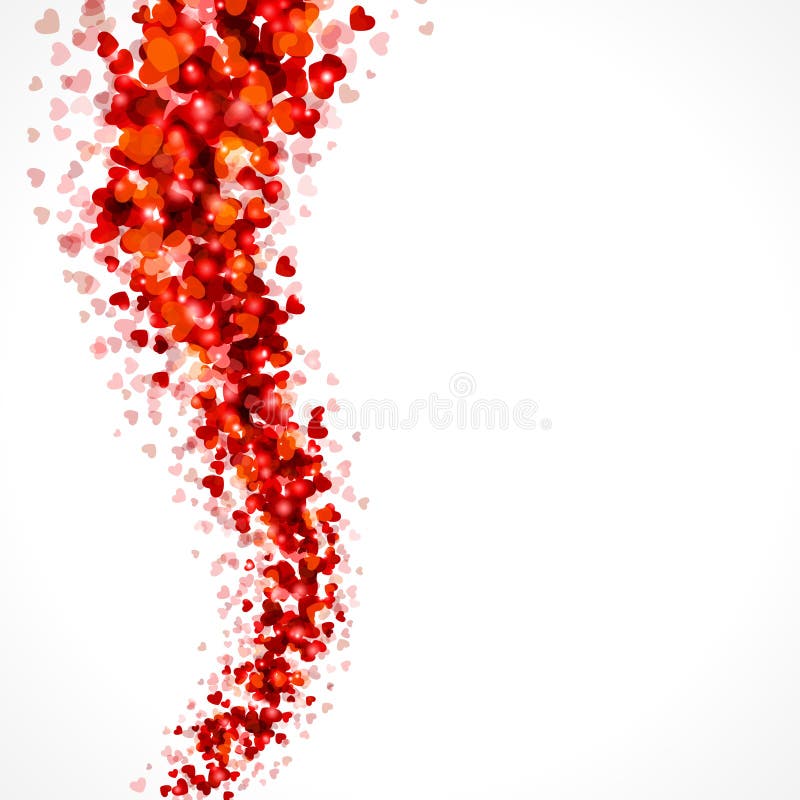 Red hearts confetti wave