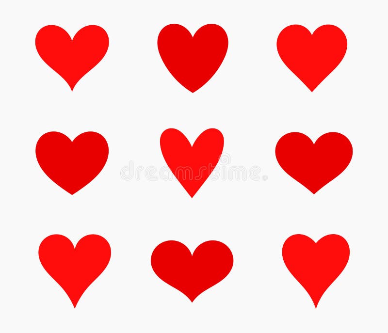 Red hearts flat icons vector illustration