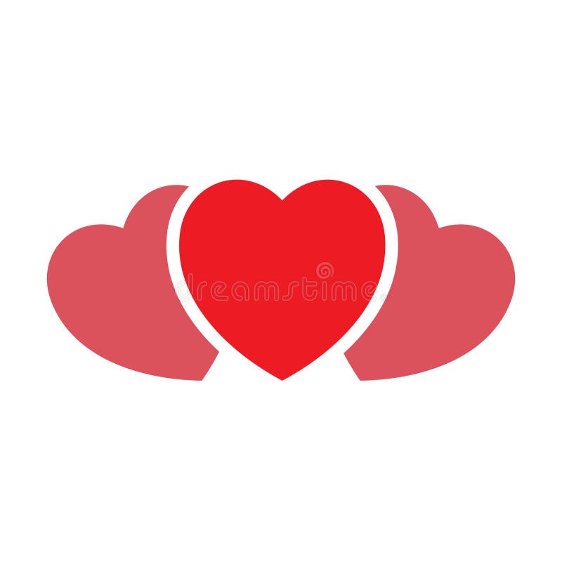 3 red hearts icon vector illustration