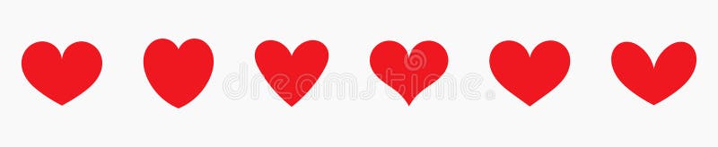 Red hearts icons set stock illustration