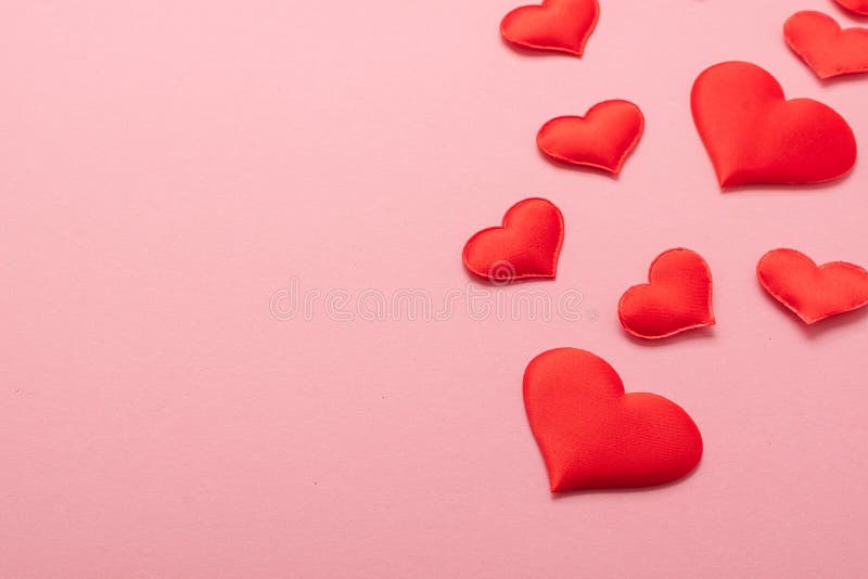 Red Hearts Symbol of Love Scattered on Pink Background. Valentine`s Day  Concept. Horizontal Frame Copy Space. Stock Image - Image of concepts,  textured: 170576291