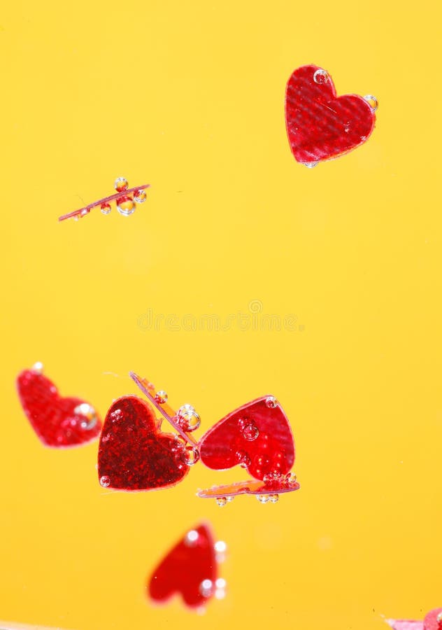 Red hearts & yellow background