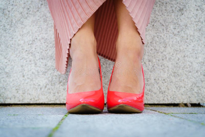 Red High Heel Classic Shoes Outdoor Stock Image - Image of pair ...