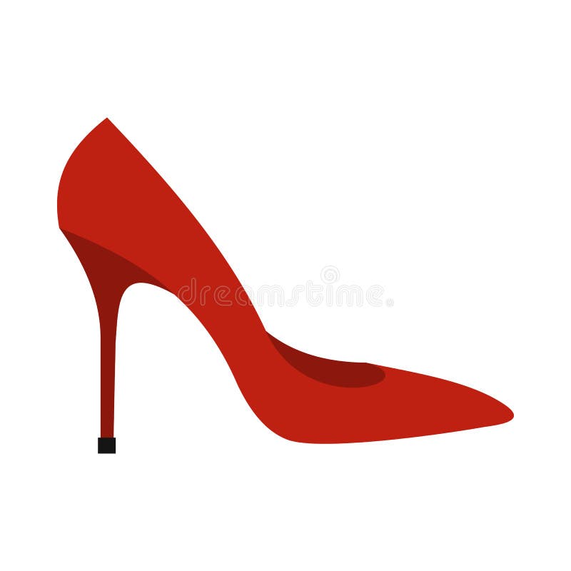 Red High Heel Shoe Icon, Flat Style Stock Vector - Illustration of ...