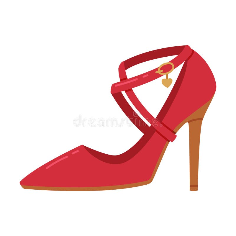 Red High Heel Shoe with Straps As Casual Footwear Vector Illustration ...