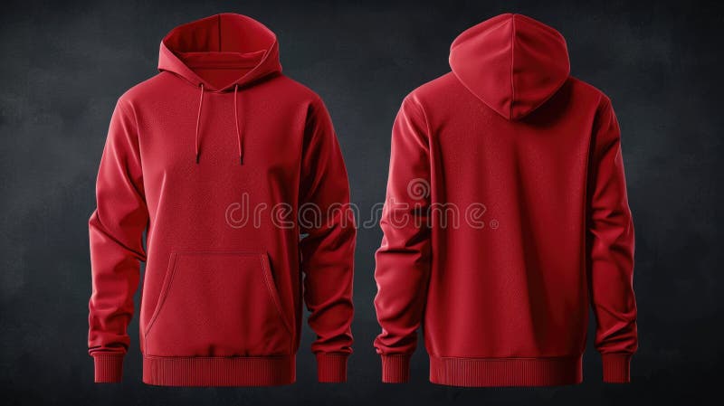 Red Hoodie, Front and Back View on Black Background Stock Illustration ...