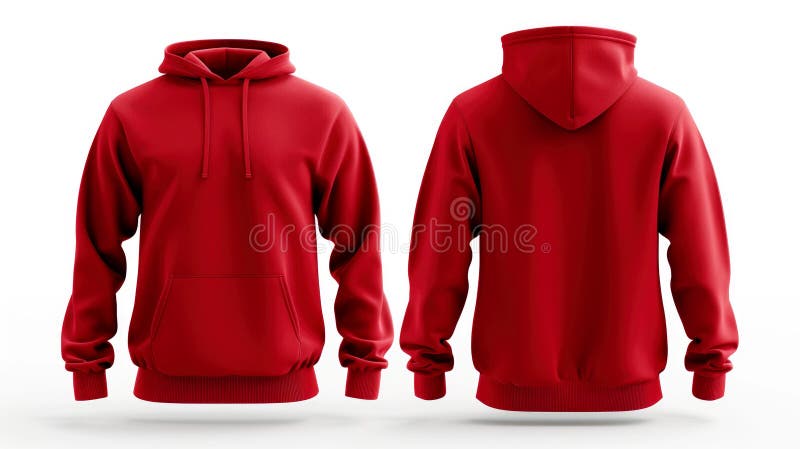 Red Hoodie, Front and Back View on a White Background Stock ...