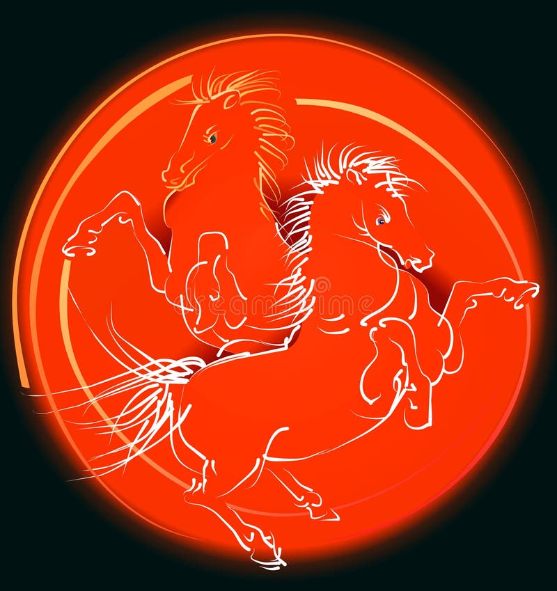 Red horses (vector) stock vector. Illustration of orange - 7308066