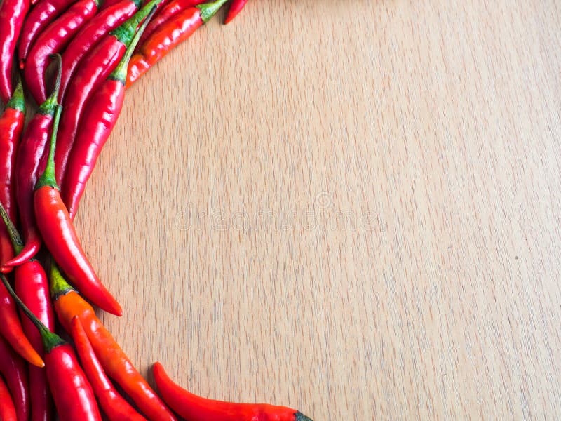 Red Hot Chili on Wood Plate Stock Image Image of background, pepper