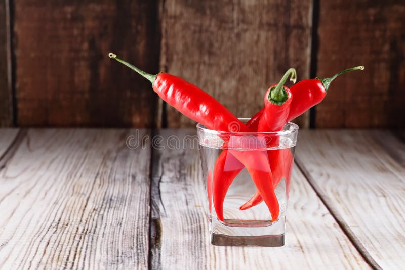 Red Hot Chilli Peppers in Glass of Water Stock Image Image of ingredient, food 68630631
