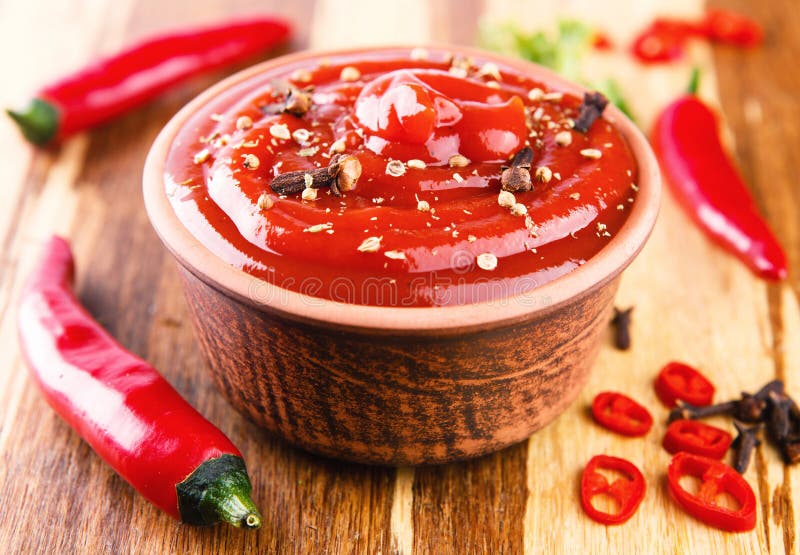 Red hot chilli sauce stock image. Image of nutrition 73468815