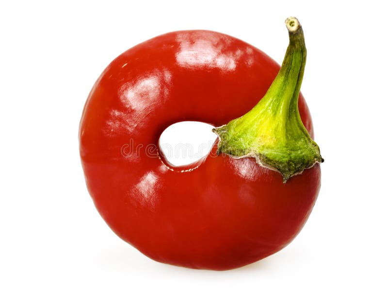 Red hot pepper over white