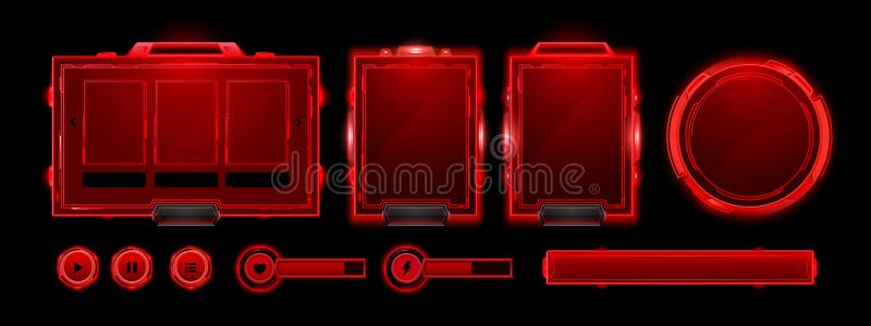 Red hud ui game frame. Futuristic tech interface royalty free illustration