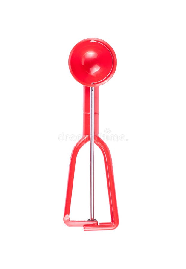 Red ice cream scoop isolated on white background