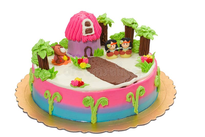 Red indian children cake isolated