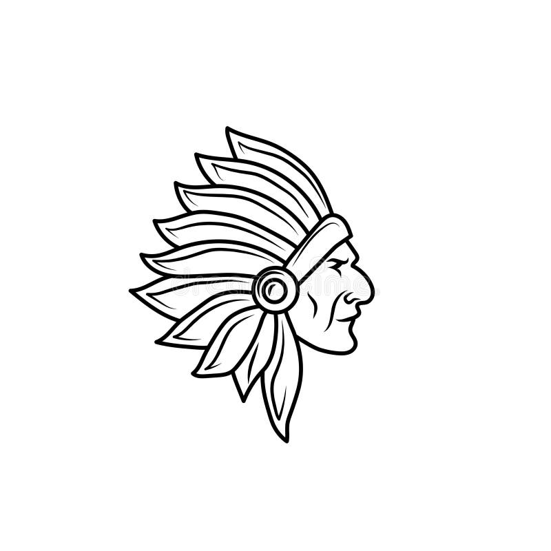 Red Indian Head Mascot Vector Illustration Stock Vector Illustration