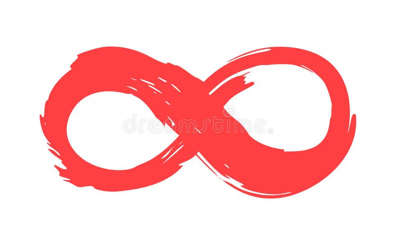 Red Infinity Symbol Hand Painted with Ink Brush Stock Vector - Illustration of icon, 187012333