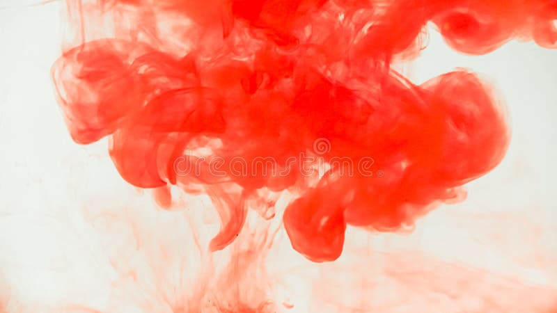 Red Ink Drop in Water on White Background. Watercolor Paint Splash ...