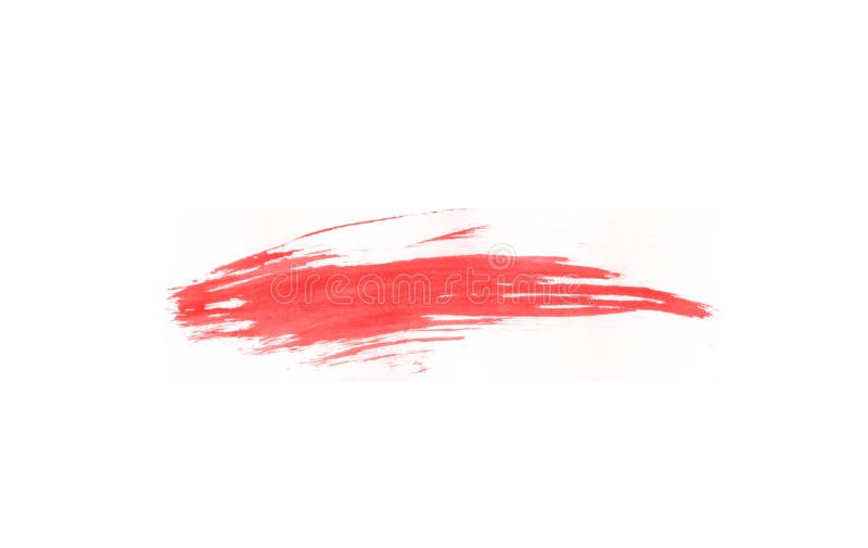 Red ink smear isolated brush for art painting stock image