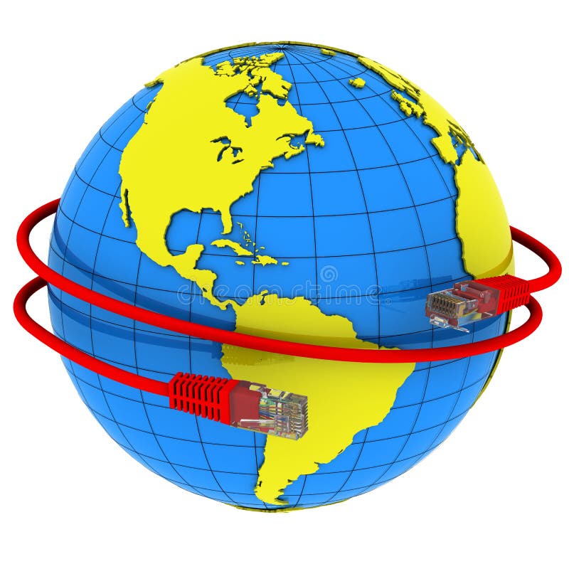 Red Cable Wraps Around the Earth Stock Illustration