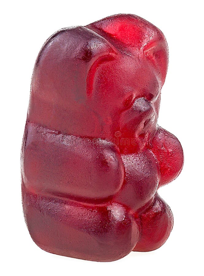 Red Jelly Gummy Bear Isolated on White Background. Jelly Candy. Jelly
